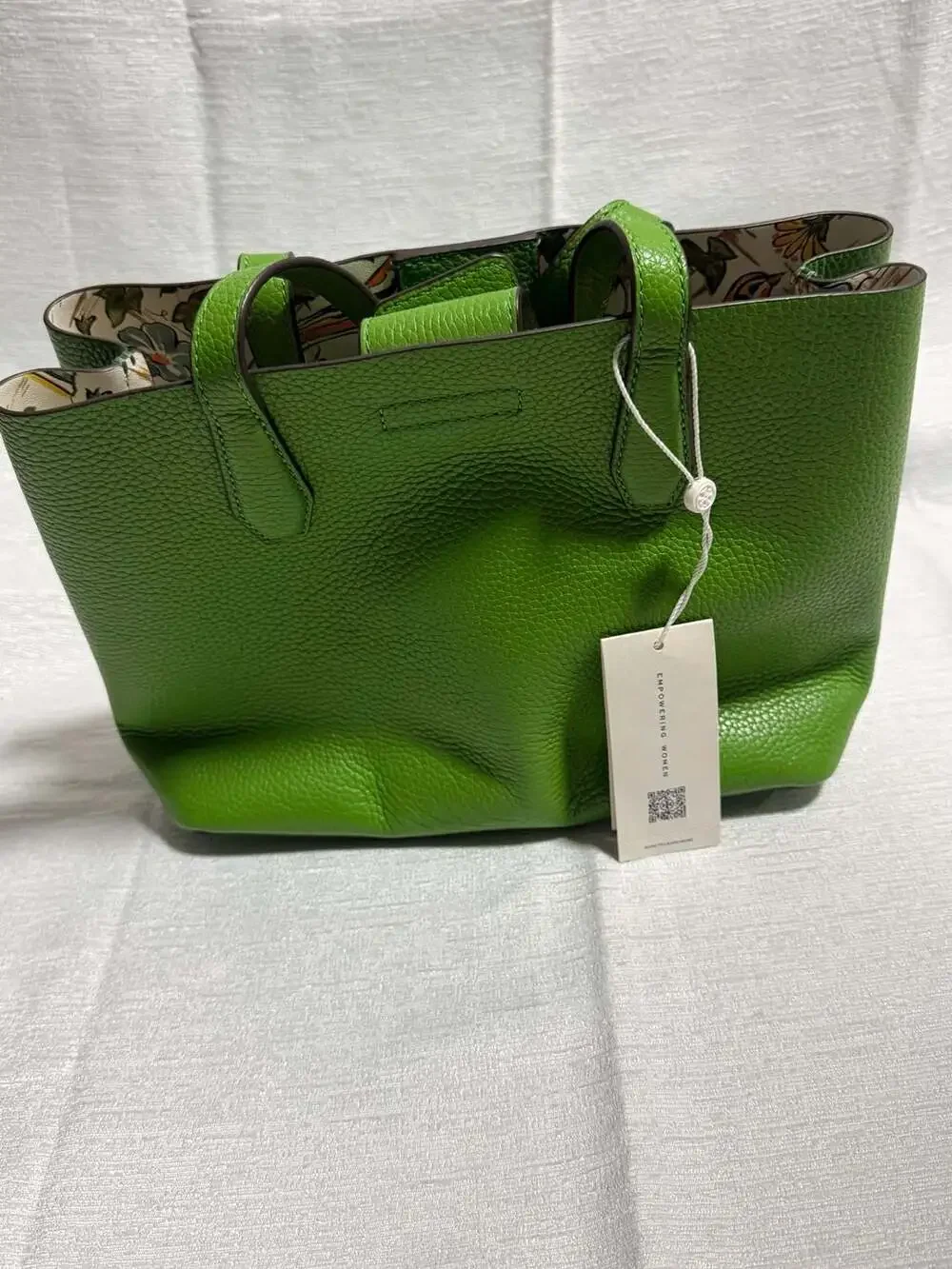Tory Burch Blake Small Pebble Leather Tote Green